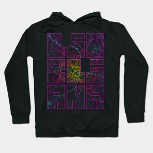 Ljubljana, Slovenia City Map Typography - Neon Hoodie